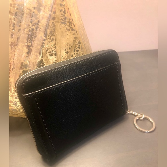 NWT rare Kate Spade NY black key chain 100% leather zipper wallet. - Picture 5 of 9